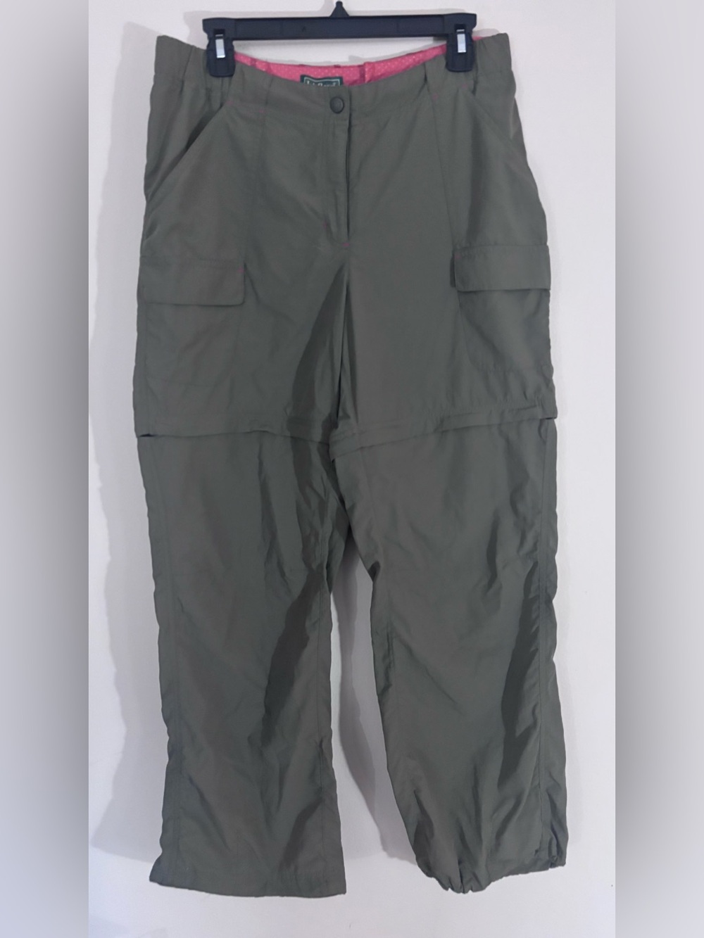 L.L.Bean Women’s Convertible Zip-Off Hiking Cargo Pants Olive Green 14 Reg